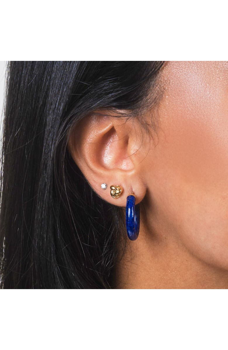 The Lovery Fine Jewelry Lapis Hoop Earrings, Alternate, color, Lapis