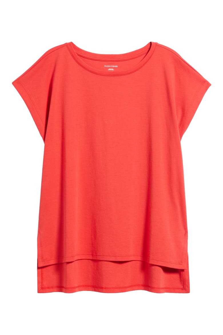 Jewel Neck Organic Cotton Pajama Top, Main, color, CRIMSON