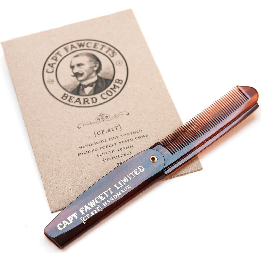 Captain Fawcett Folding Pocket Beard Comb In Brown