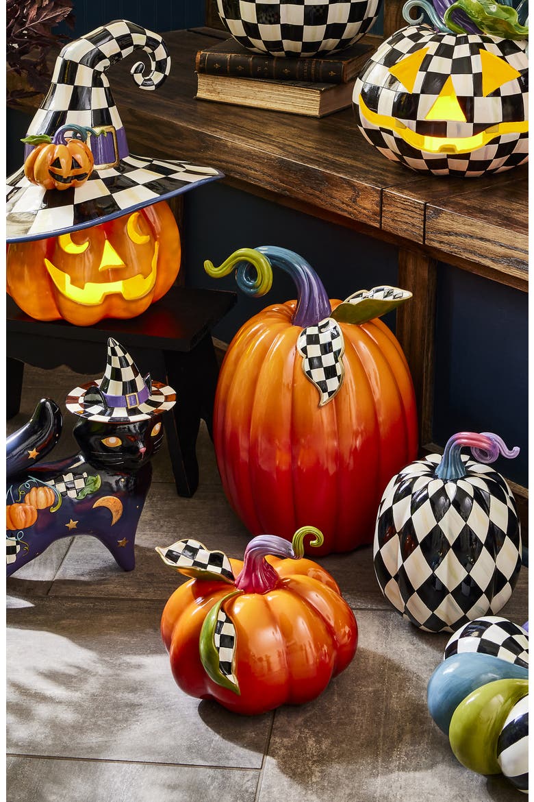 Large Ombre Pumpkin Decoration, Alternate, color, ORANGE