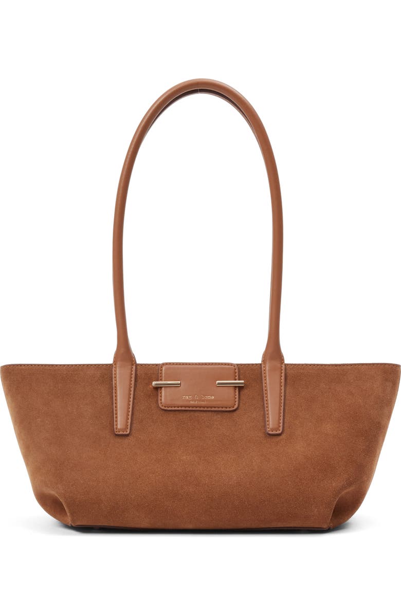 rag & bone Realm Suede Satchel, Main, color, Golden Brown