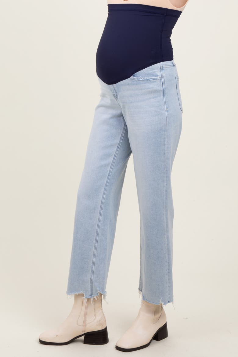 Distressed Hem Slim Wide Leg Maternity Jeans, Alternate, color, Light Blue