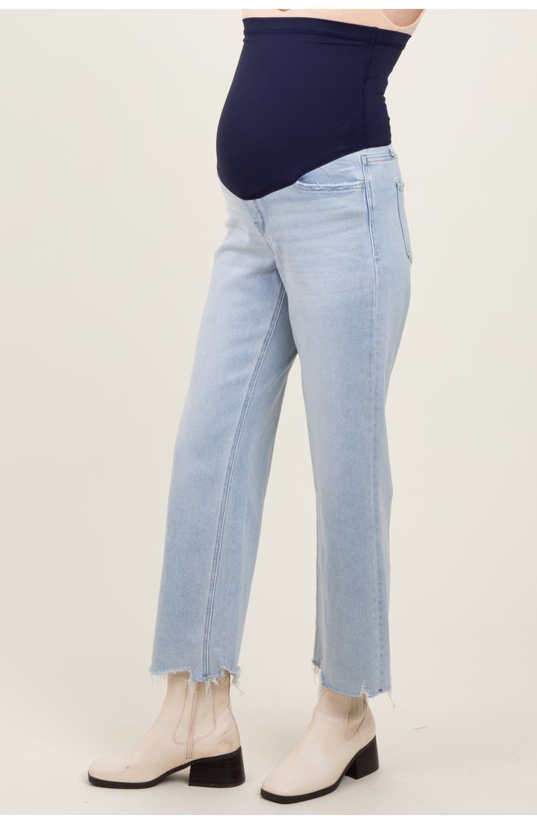 PinkBlush Distressed Hem Slim Wide Leg Maternity Jeans, Alternate, color, Light Blue