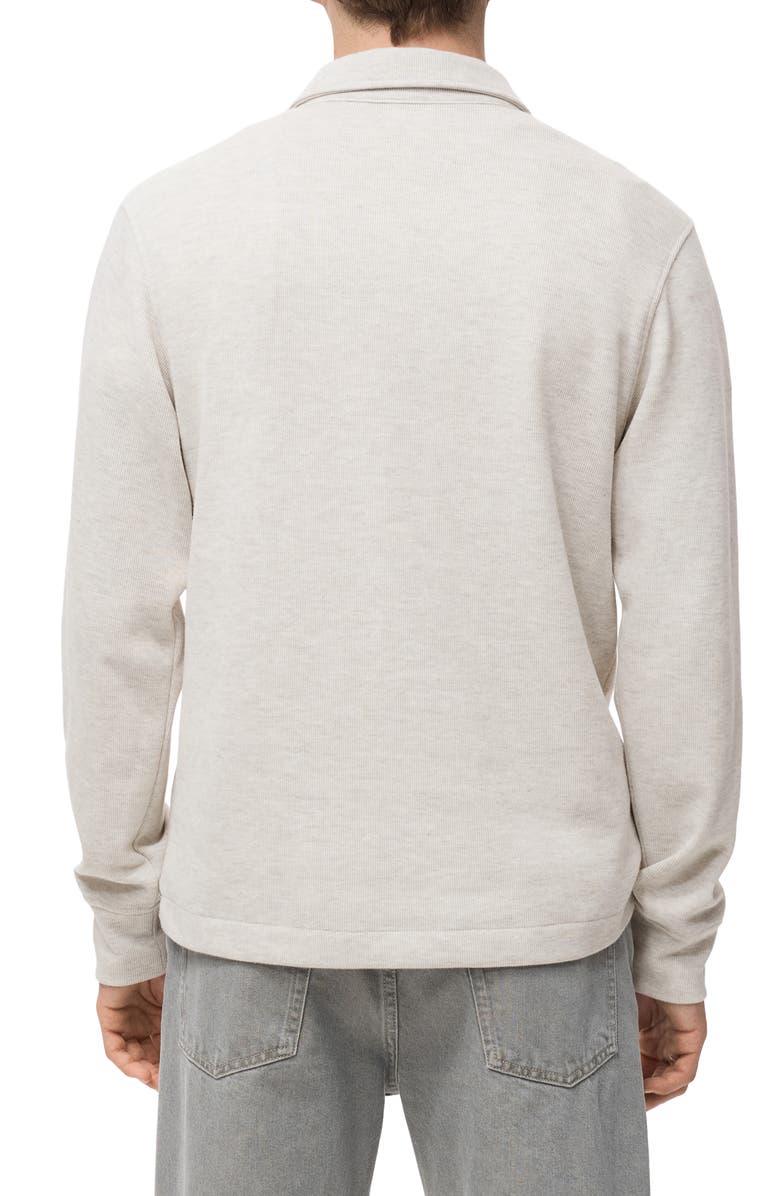 MANGO Ribbed Long Sleeve Polo, Alternate, color, Ecru