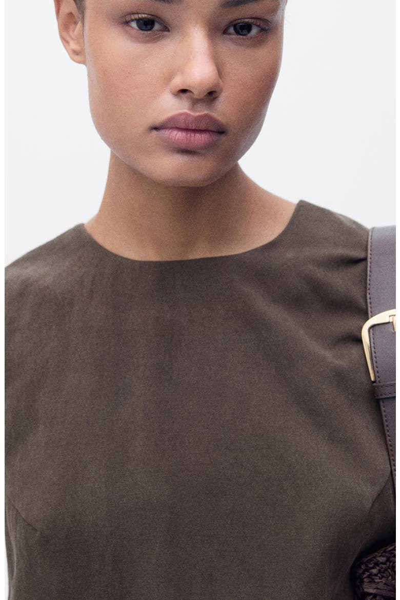 Sleeveless Back Button Crop Top, Alternate, color, BROWN
