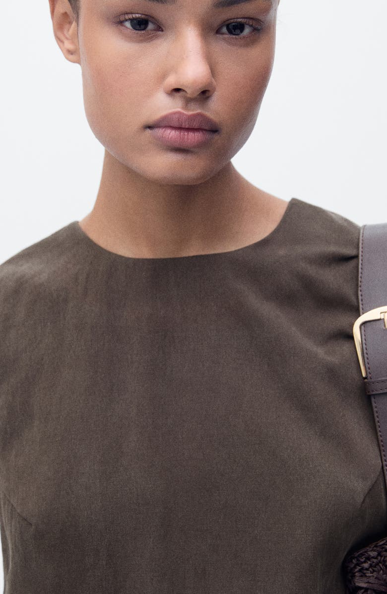 MANGO Sleeveless Back Button Crop Top, Alternate, color, Brown