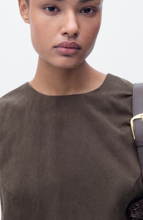 Mango Sleeveless Back Button Crop Top In Brown