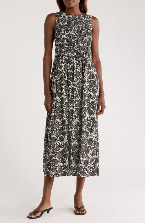 Melloday Smocked Sleeveless Maxi Dress In Gray