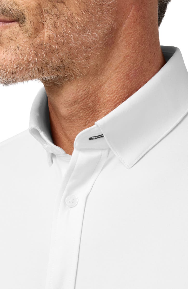Mizzen+Main Newport Solid White Knit Cotton Blend Button-Up Shirt, Alternate, color, White