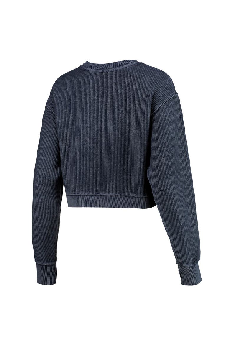 Women's League Collegiate Wear Navy Michigan Wolverines Classic Corded Timber Crop Pullover Sweatshirt, Alternate, color, Navy