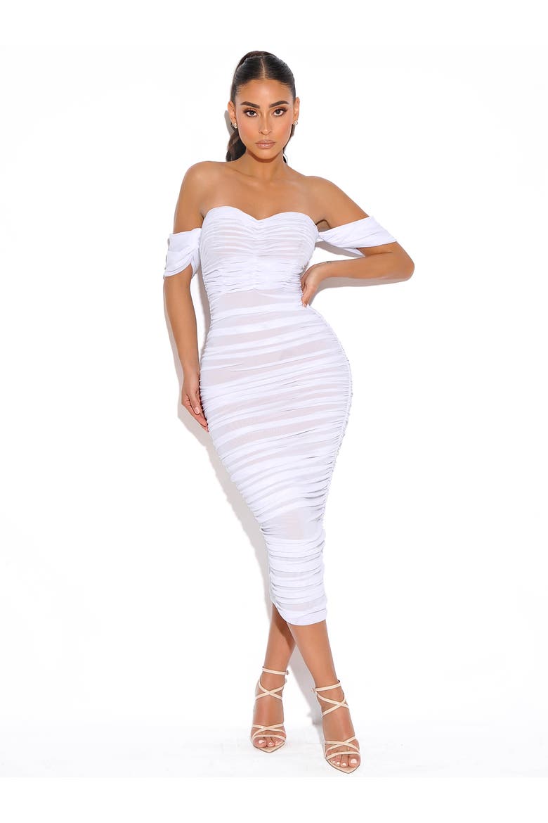 Quenby Off Shoulder Mesh Maxi Dress, Alternate, color, White