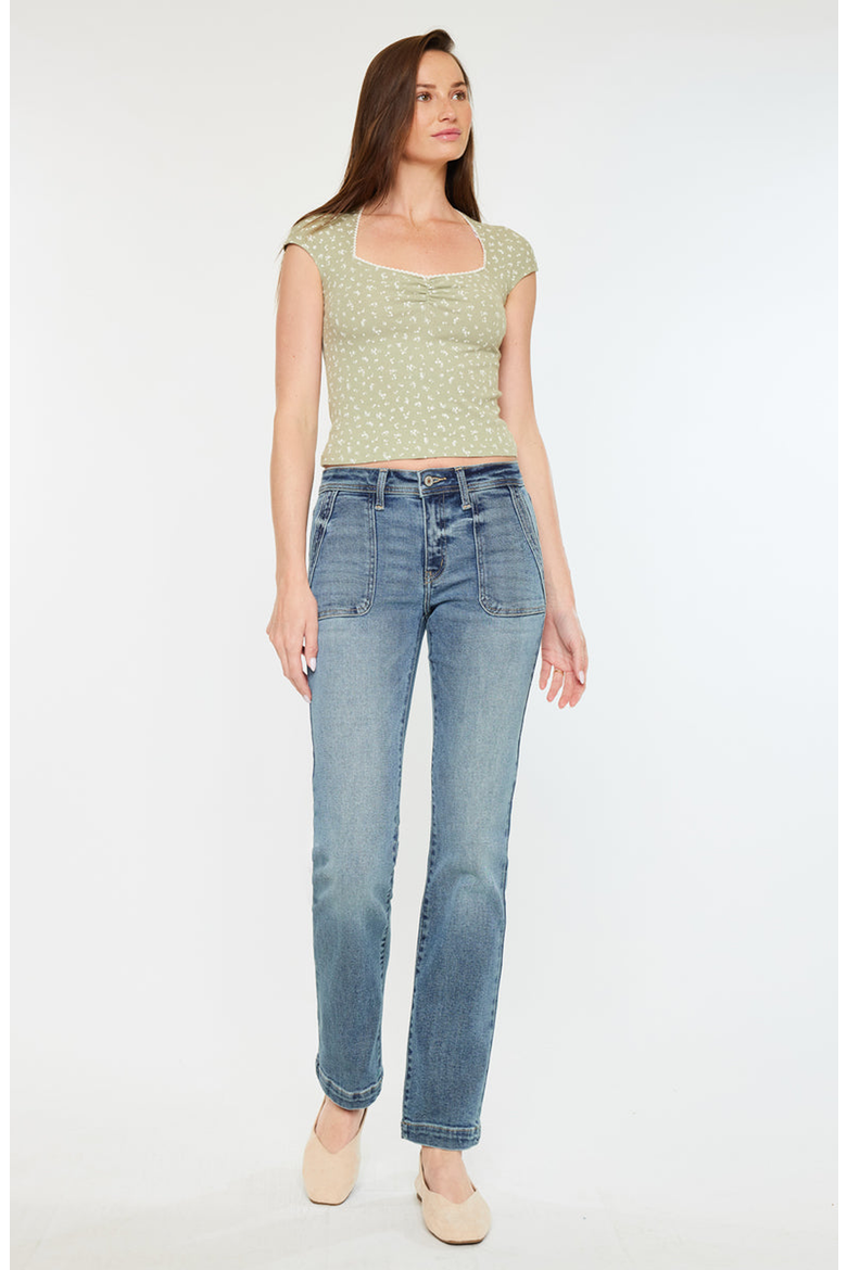 Rachelle Mid Rise Slim Straight Jeans, Alternate, color, Medium Wash