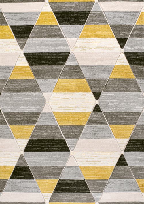 JONATHAN Y Kehoe Retro Diamonds Geometric Area Rug in Yellow/gray/cream 