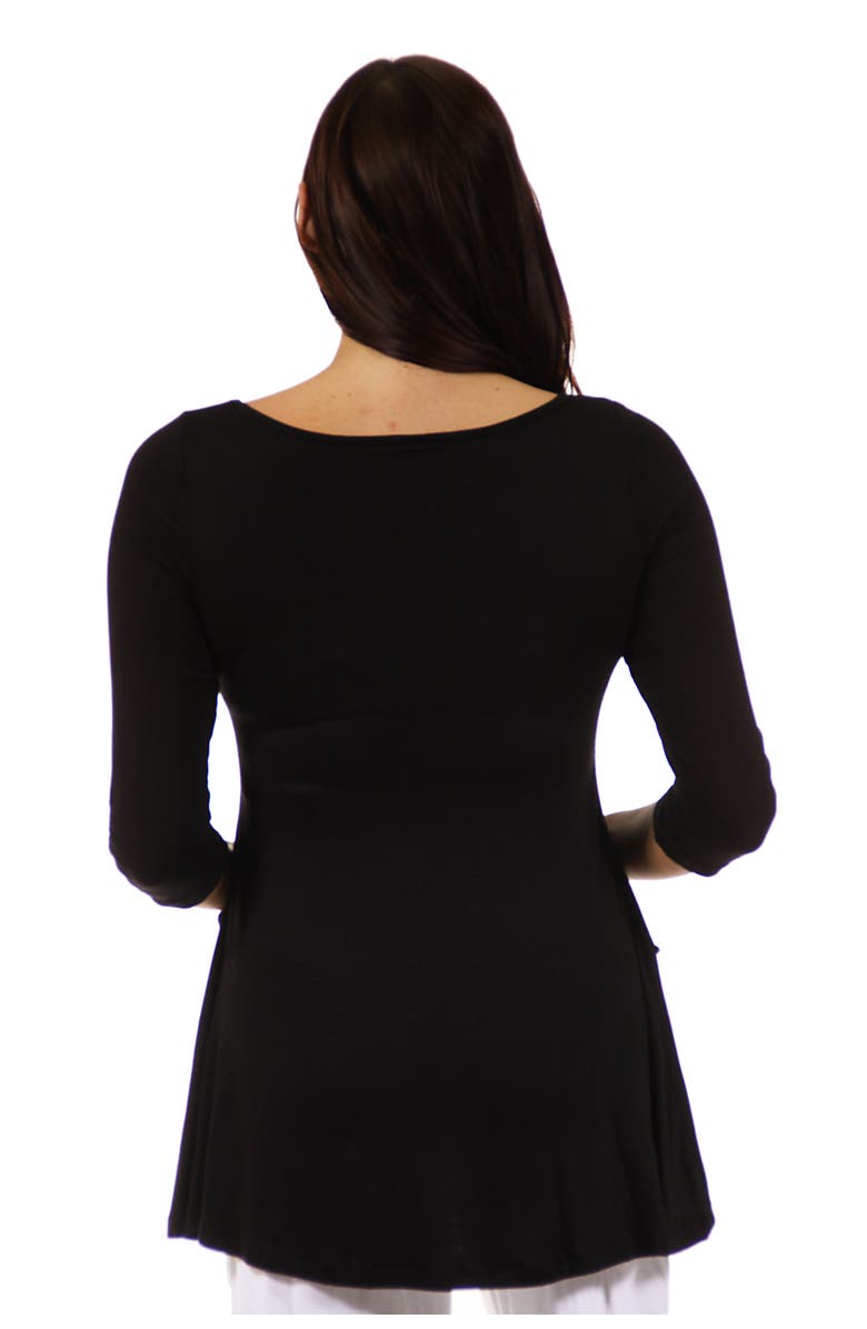 24seven Comfort Apparel Ruched Sleeve Swing Maternity Tunic Top, Alternate, color, Black