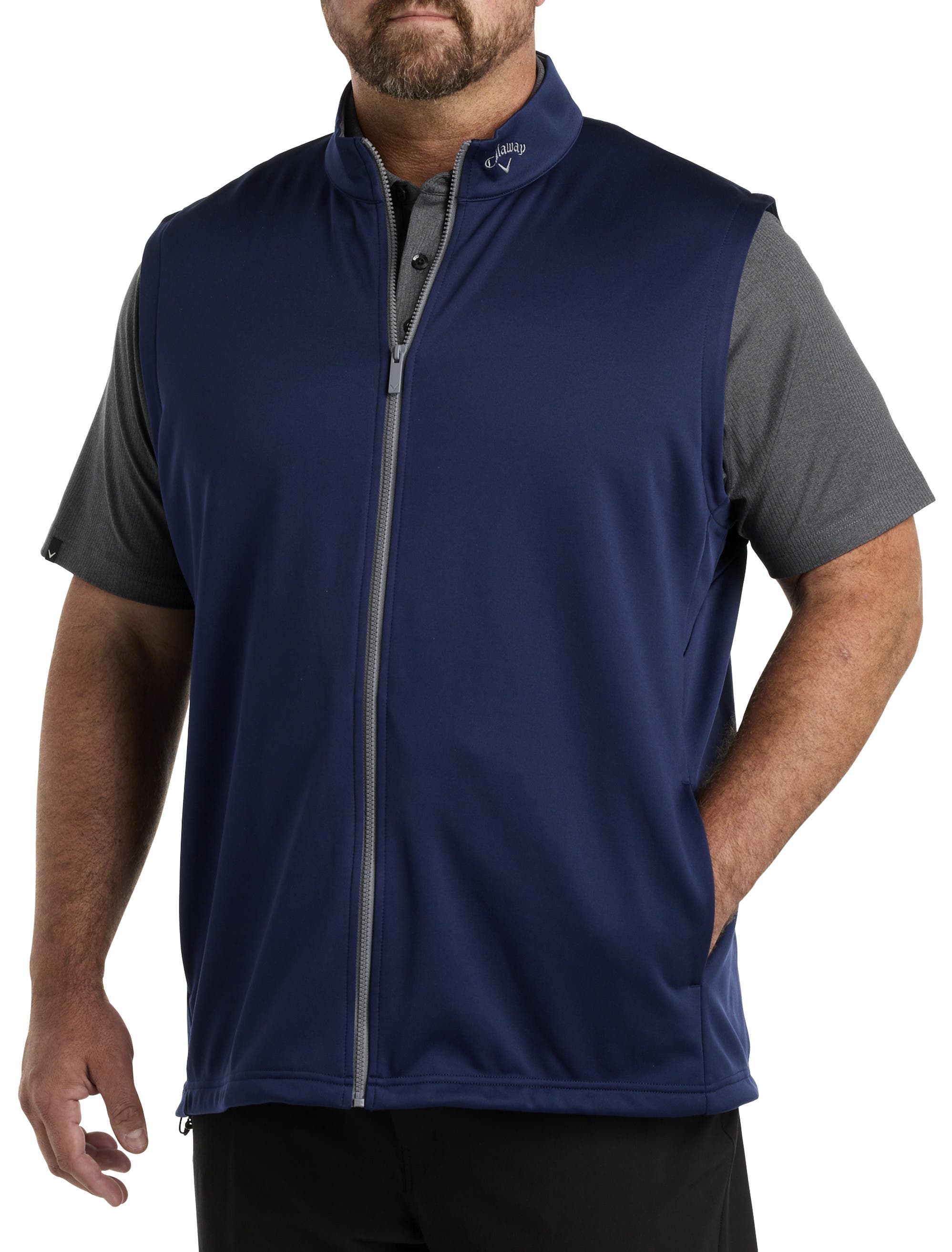Callaway Big & Tall Zip-Front Fleece Vest in Peacoat 