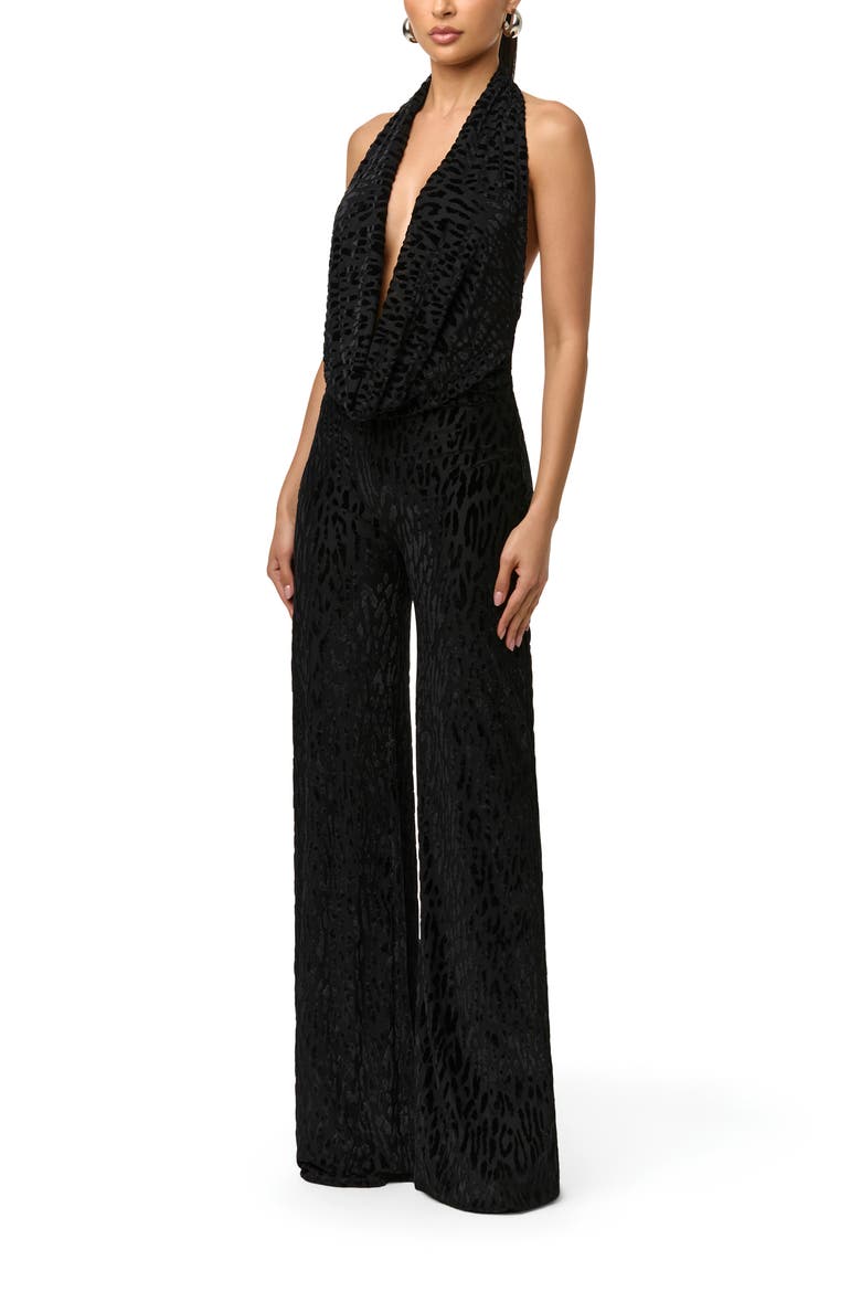 Burnout Halter Jumpsuit, Alternate, color, BLACK