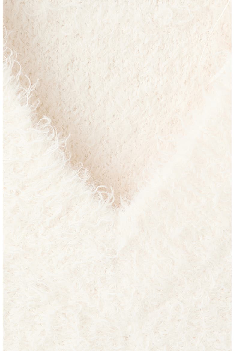 Faux Fur V-Neck Sweater, Alternate, color, ECRU