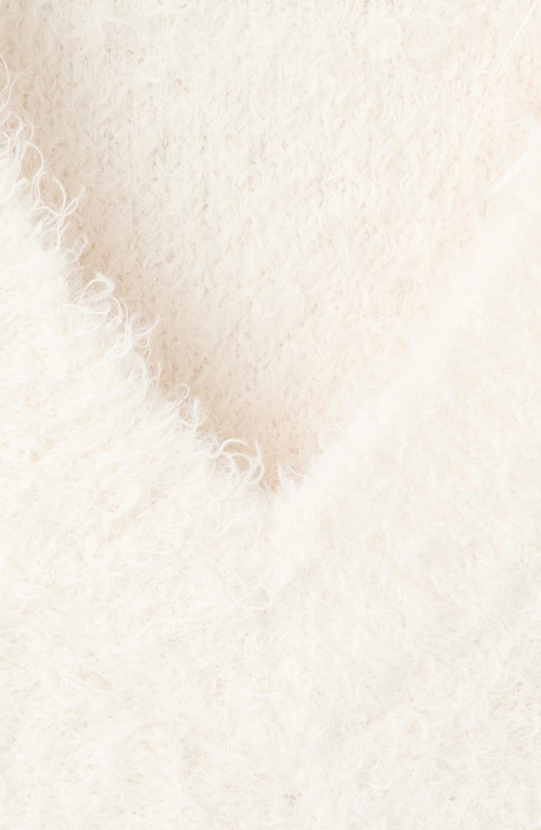 MANGO Faux Fur V-Neck Sweater, Alternate, color, Ecru