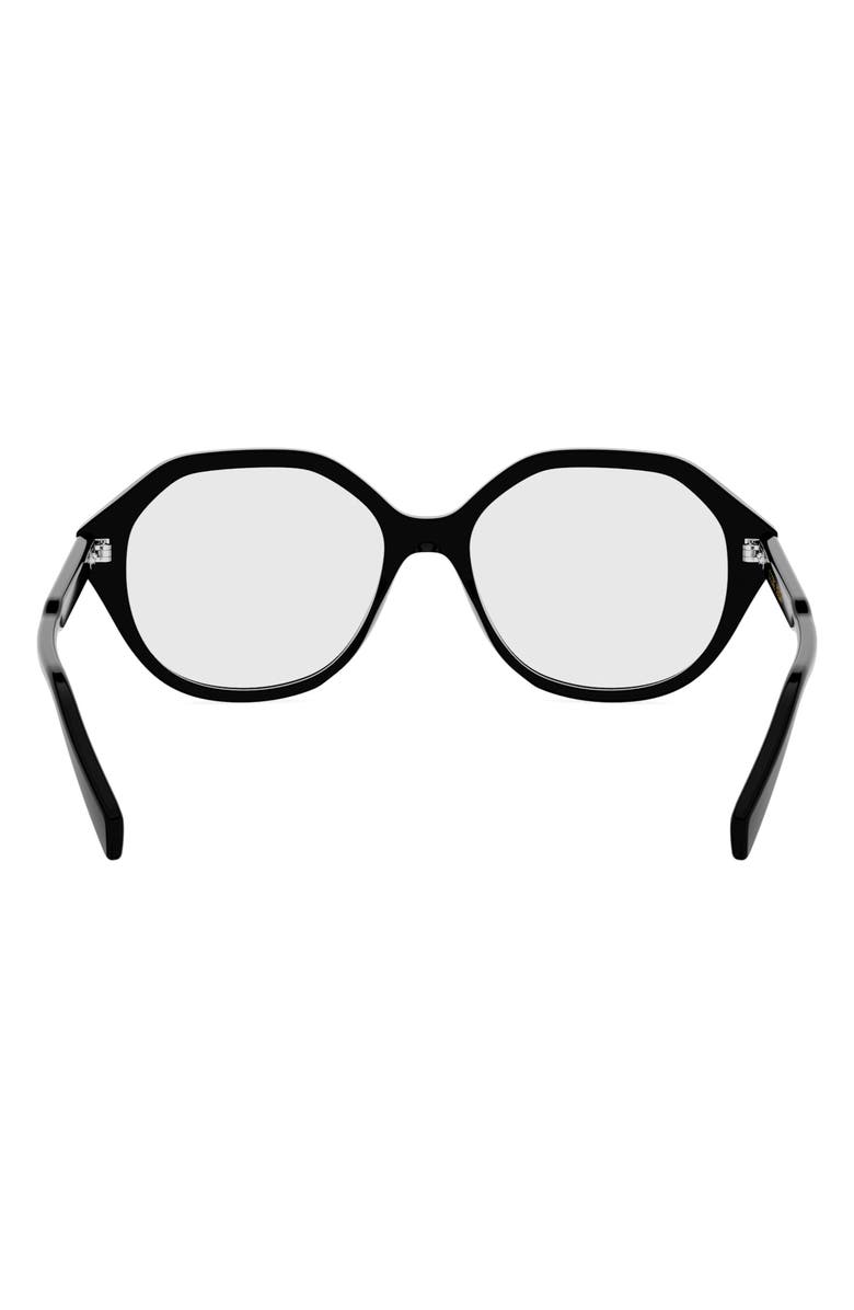 CELINE 54mm Geometric Eyeglasses, Alternate, color, Shiny Black