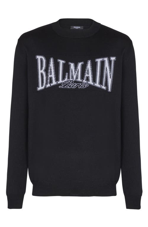 Balmain College Jacquard Knit Jumper In Black