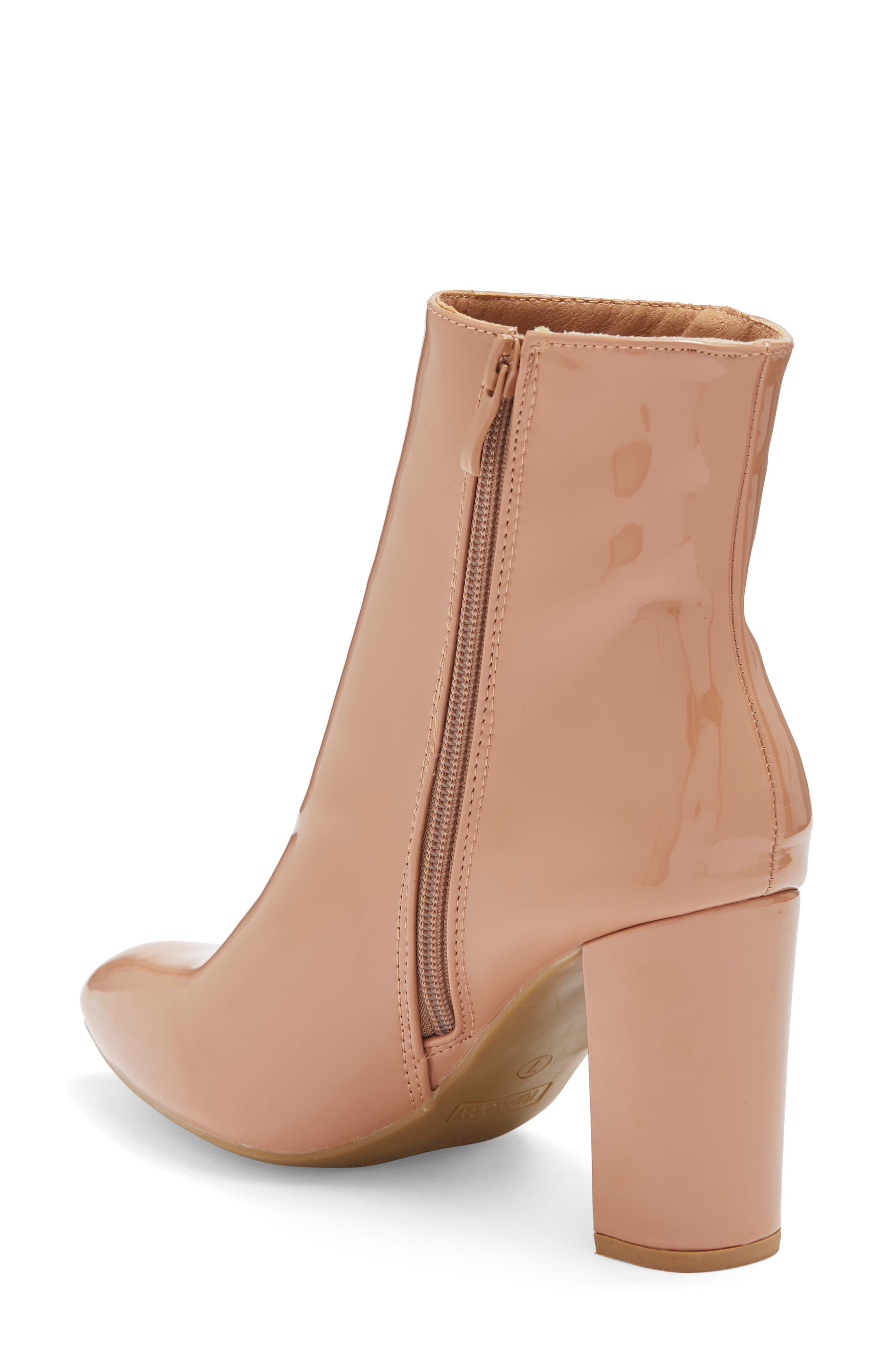 TOP GUY Brazil Patent Block Heel Bootie, Alternate, color, CAMEL PAT