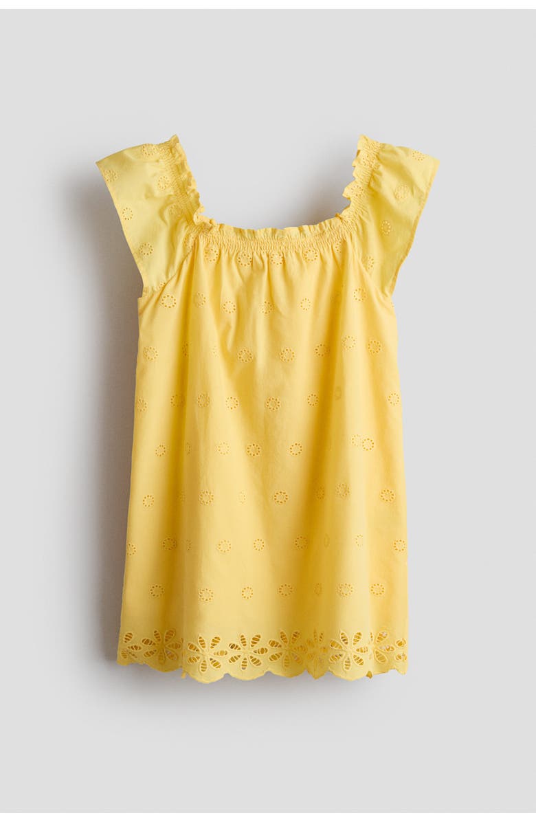 H&M Broderie Anglaise Cotton Dress, Main, color, Yellow