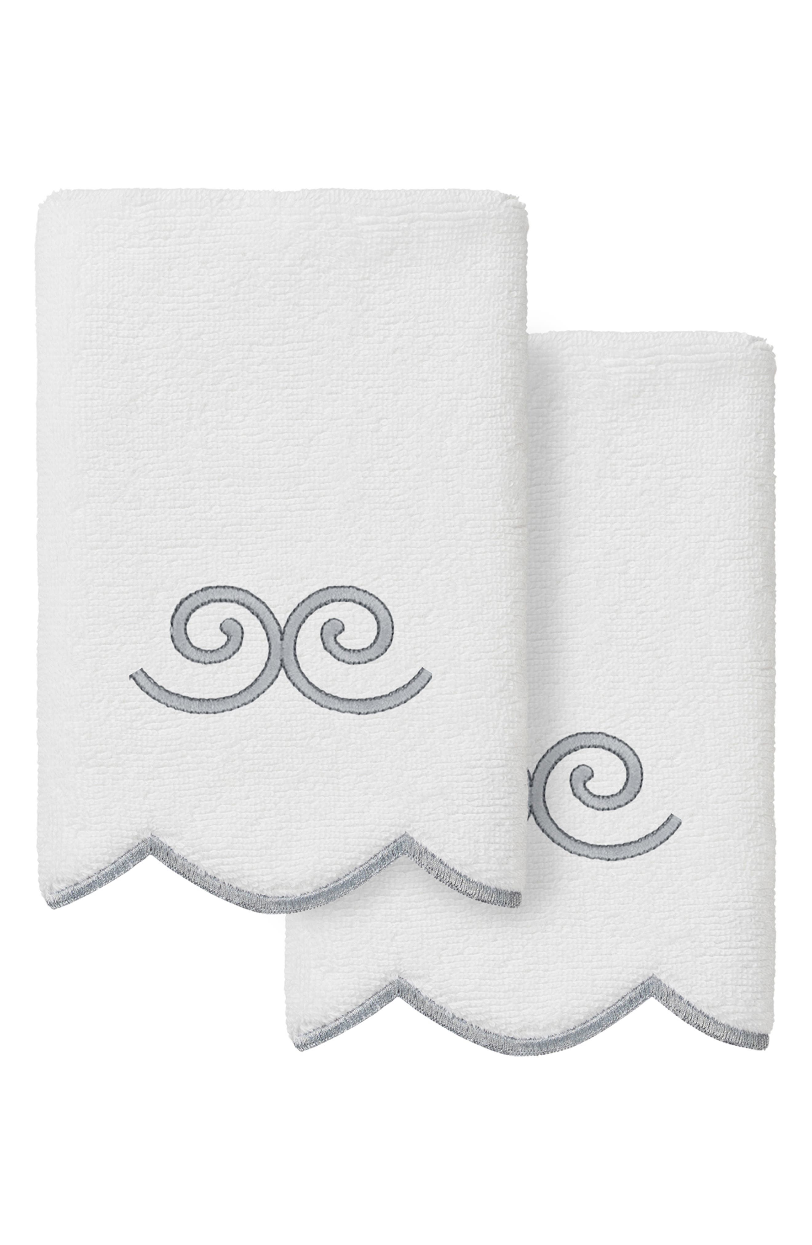 2-Piece Symmetra Embroidered Turkish Cotton Fingertip Towel Set