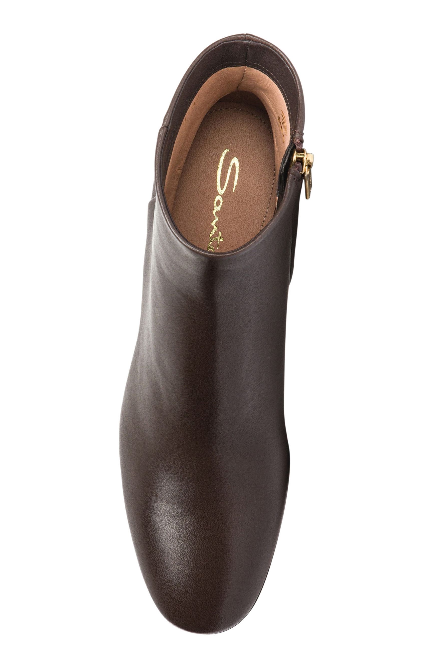 Santoni Women’s leather mid-heel ankle boot, Alternate, color, Brown