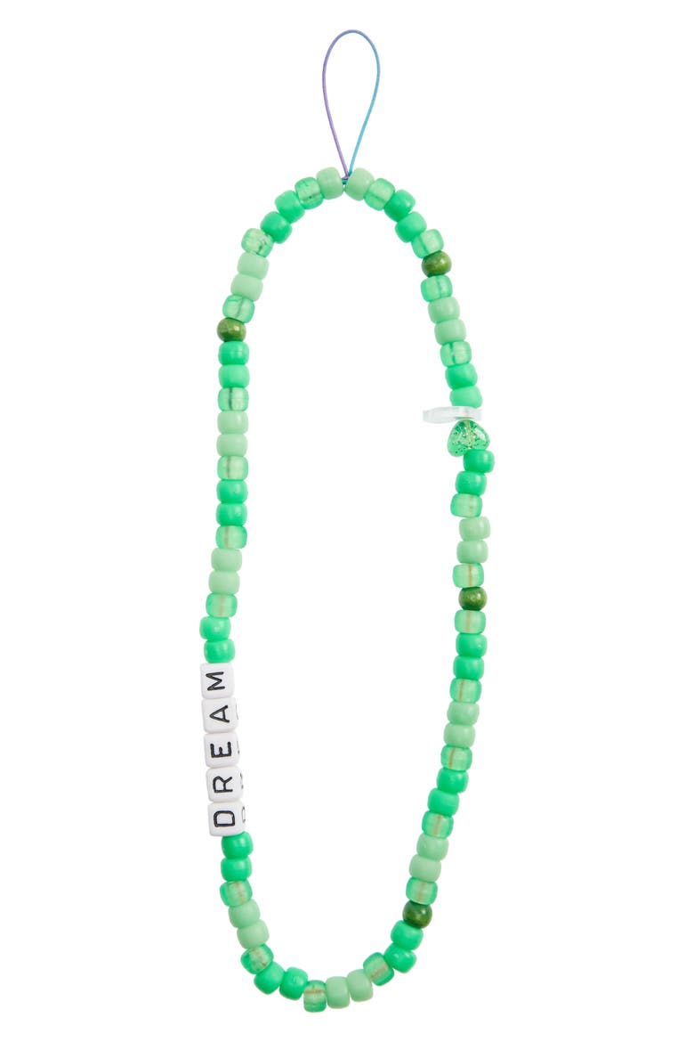 Dream Beaded Phone Strap, Main, color, GREEN/ WHITE
