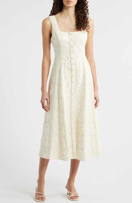 Embroidered Button-Up Dress