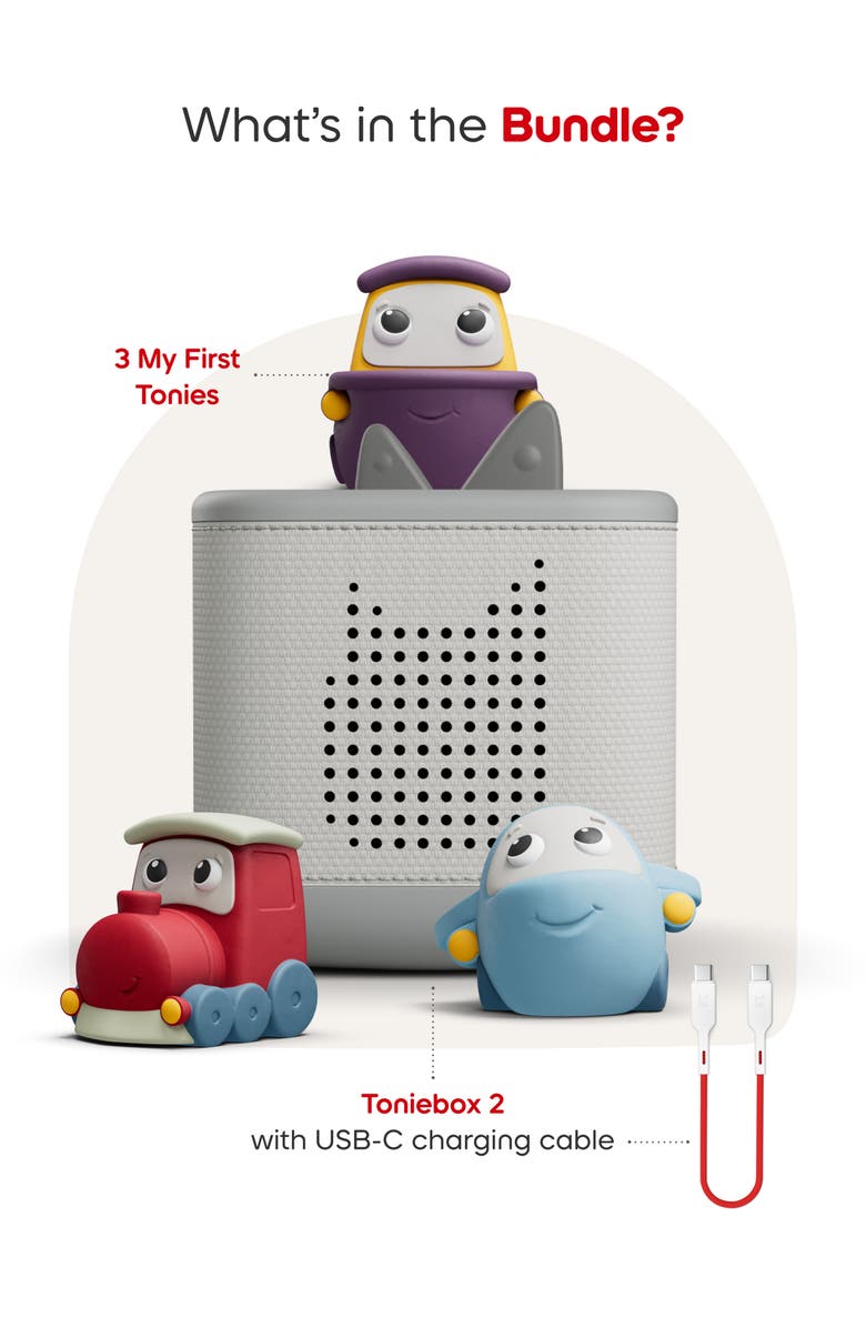 tonies Toniebox 2 with 3-Pack Transport Tonie Audio Character Bundle, Alternate, color, Multi