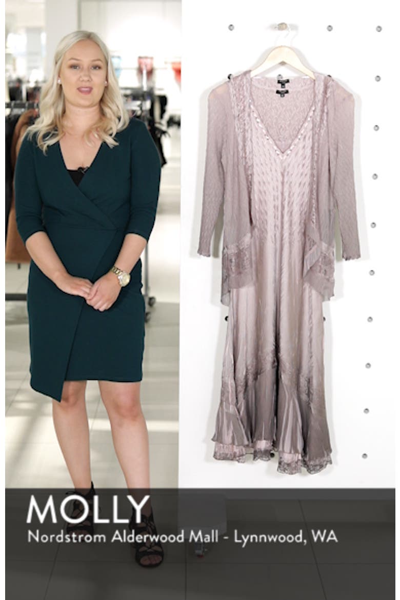 Lace Inset Charmeuse Dress with Jacket video