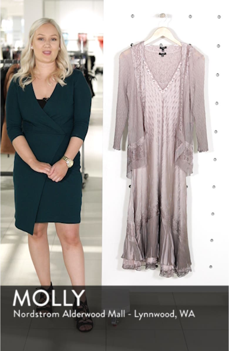 Lace Inset Charmeuse Dress with Jacket, sales video thumbnail