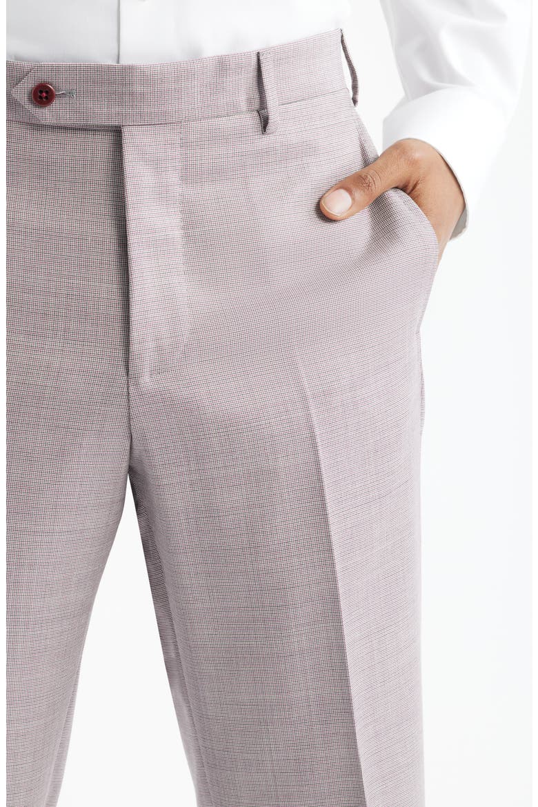 Devon Flat Front Plaid Wool Dress Pants, Alternate, color, RED