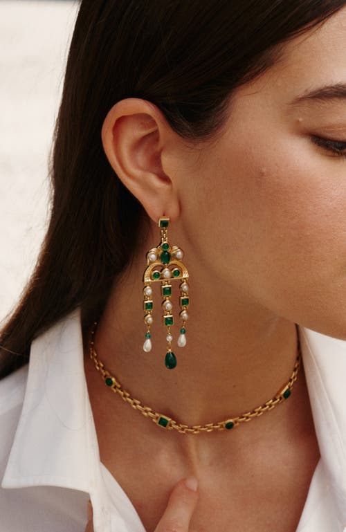 Rc Retro Chic Byzantine Empire Green Earrings In Gold