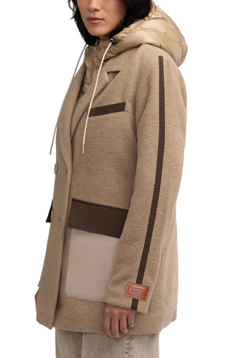 Scotch & Soda Nissa Water Repellent Peacoat with Removable Bib, Alternate, color, Mocha