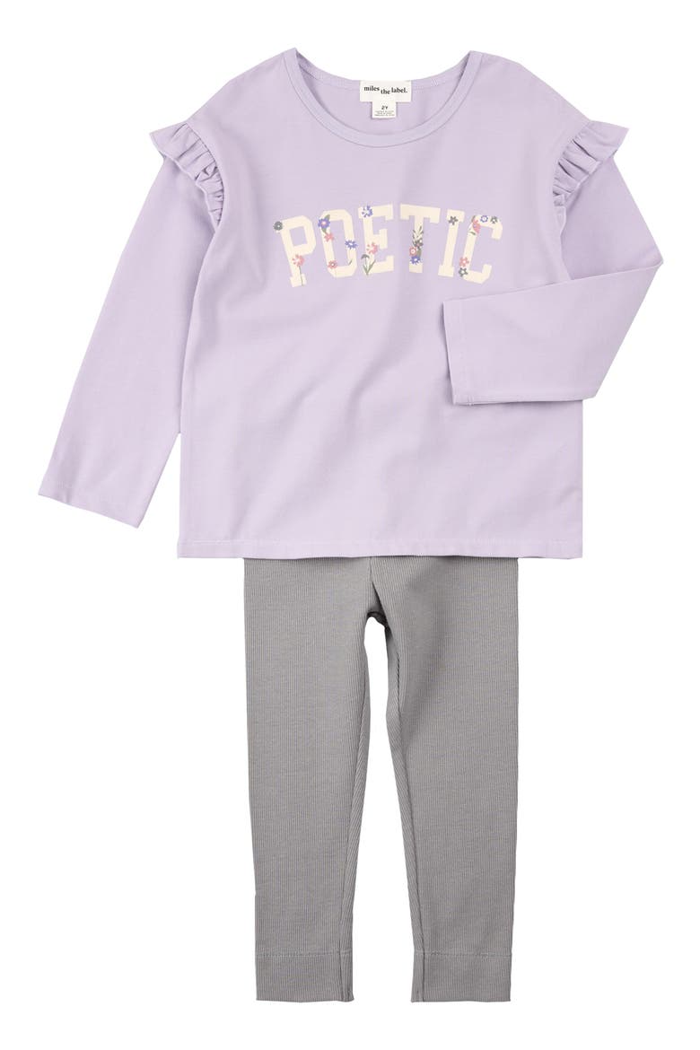 Ruffle Cotton Jersey Top & Leggings Set, Main, color, DARK GREY