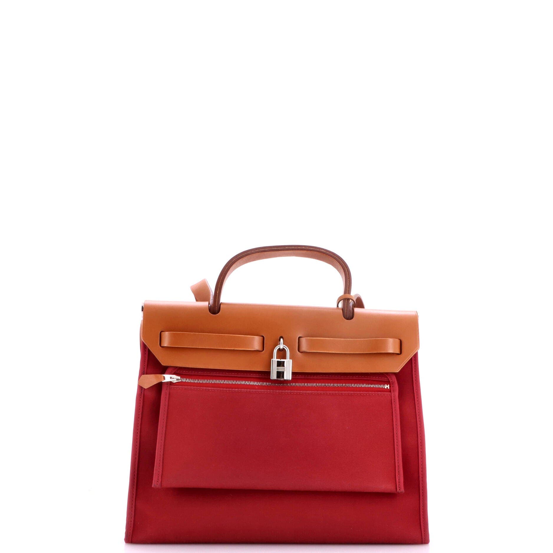 Herbag Zip Leather and Toile 31, Alternate, color, Red