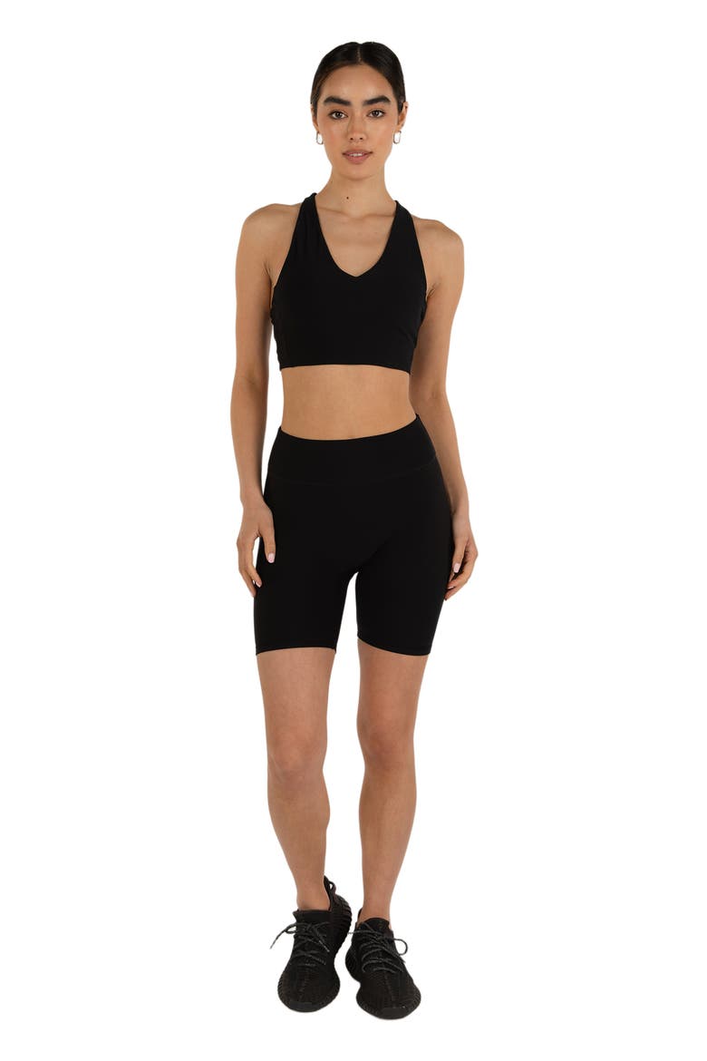 Hybrid Fleece Biker Shorts High Waist 6", Main, color, Warm Black
