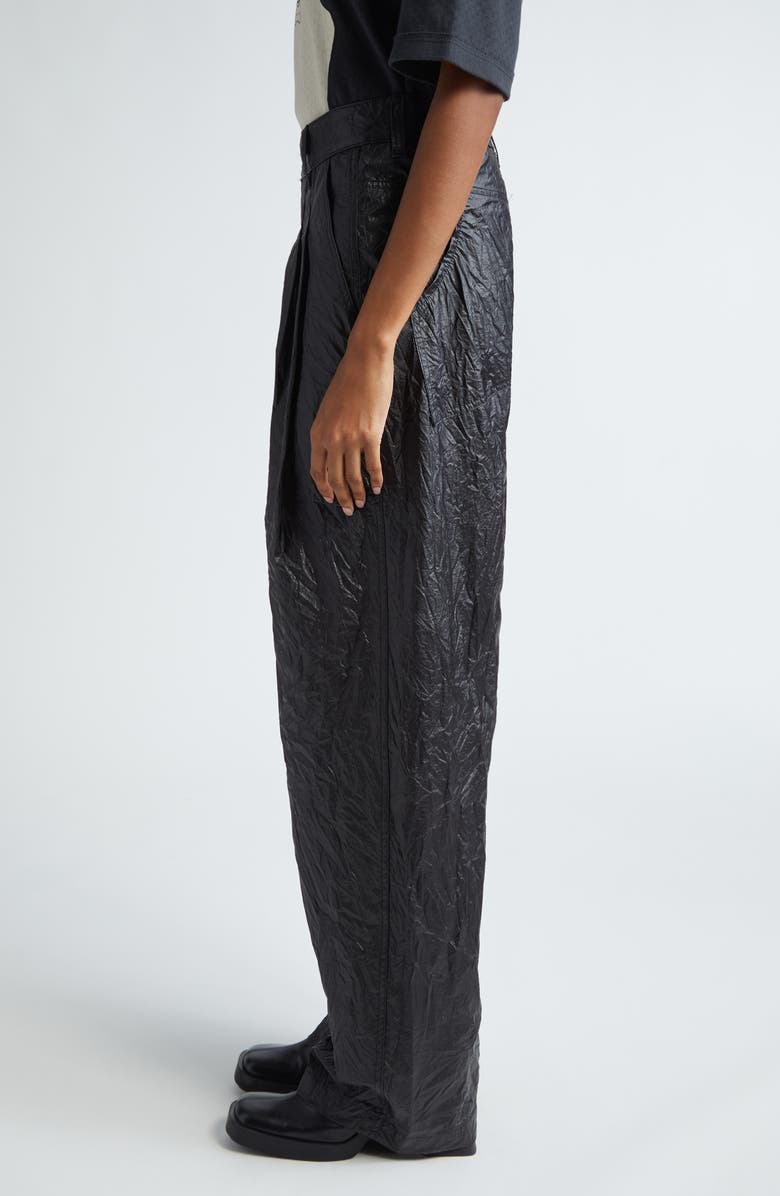 Eckhaus Latta Pleat Front Coated Nylon Pants, Alternate, color, 