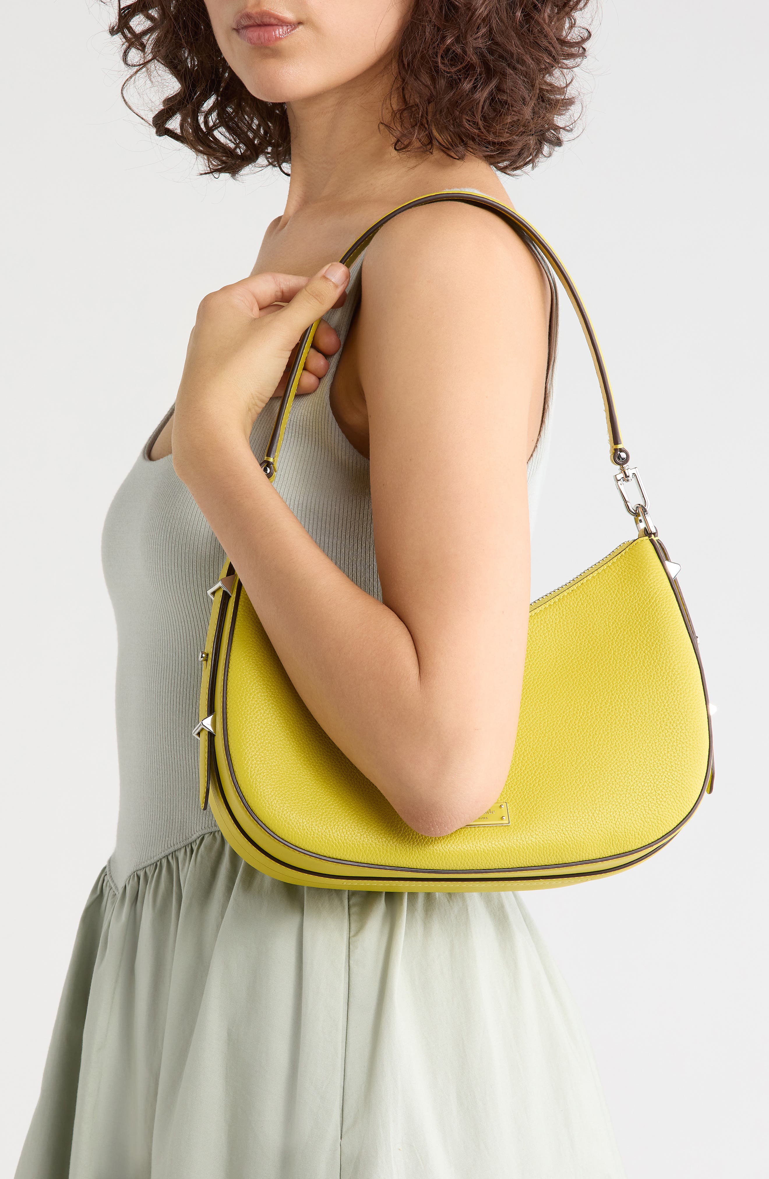 liv pebble leather convertible shoulder bag, Alternate, color, LIME SLICE