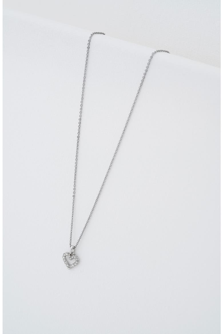 Amore Crystal Heart Pendant Necklace, Alternate, color, SILVER TONE/ CLEAR CRYSTAL