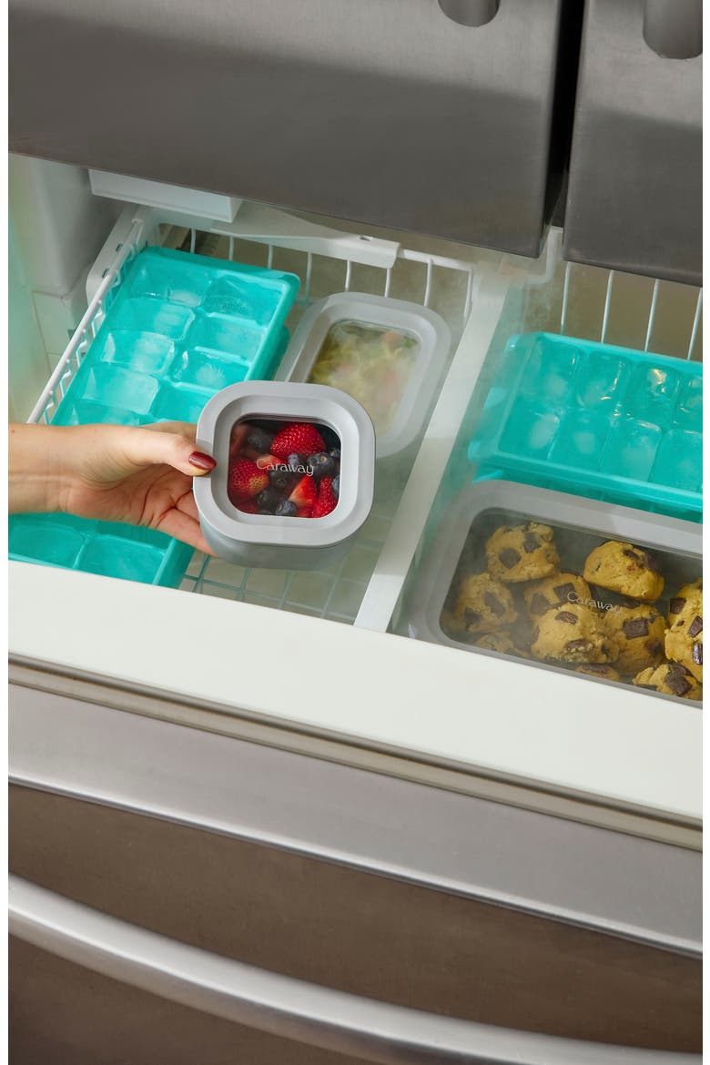Mini Square Glass Food Storage Container, Alternate, color, NAVY