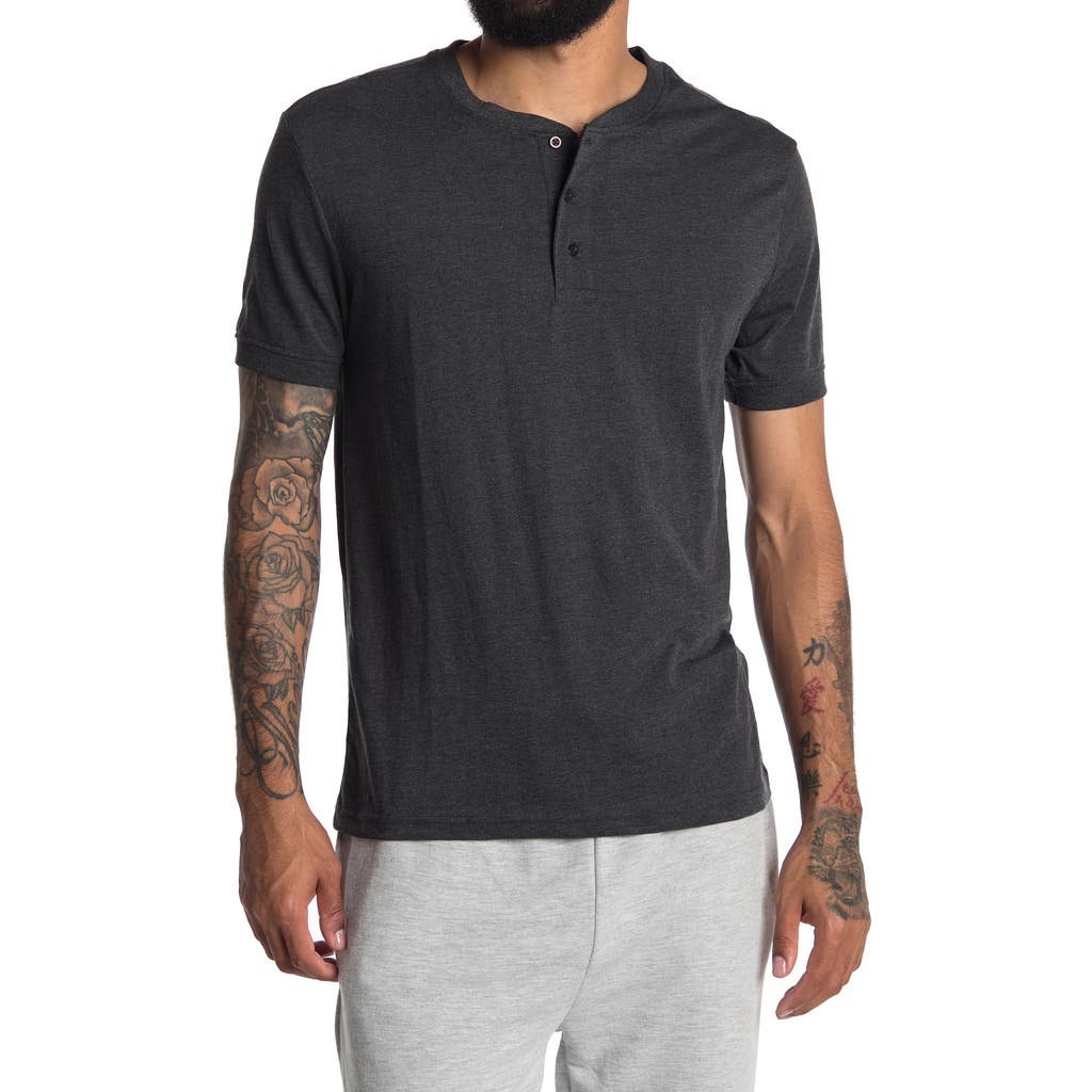 Unsimply Stitched Supersoft Short Sleeve Knit Henley In Gray
