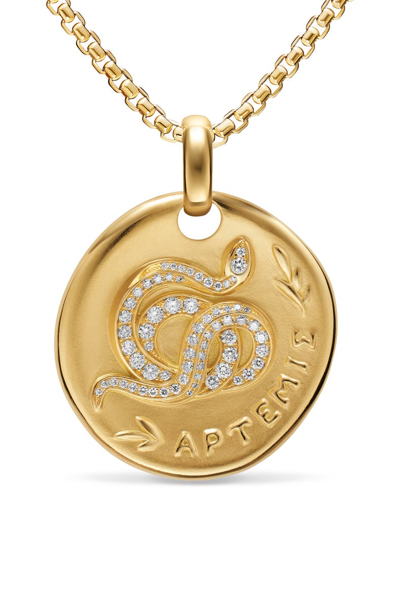 Medallion Amulet 18K Gold and Diamonds, 28mm, Alternate, color, GOLD ARTEMIS
