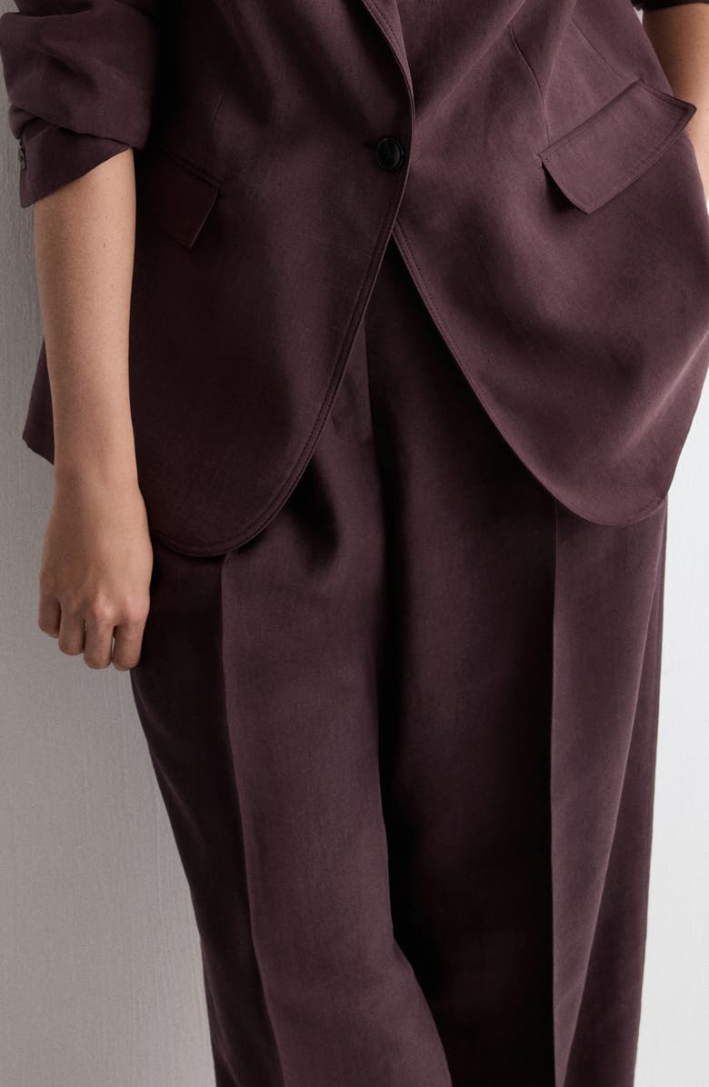 MANGO Pleated Mid Rise Wide Leg Pants, Alternate, color, 