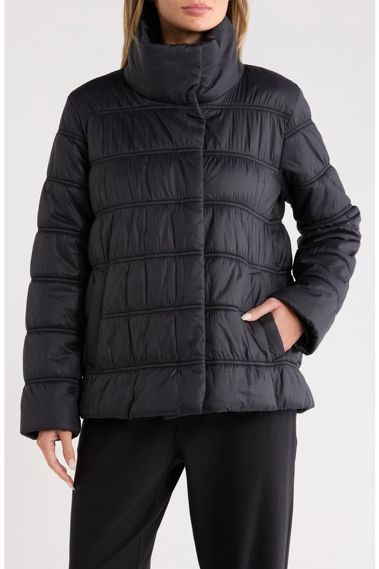 High Collar Puffer Coat, Main, color, BLACK