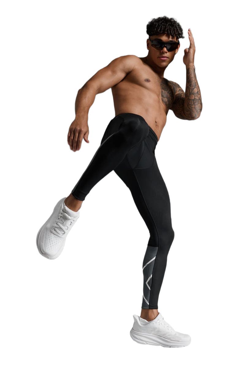 2XU Light Speed React Comp Tights, Alternate, color, Black/White Reflective