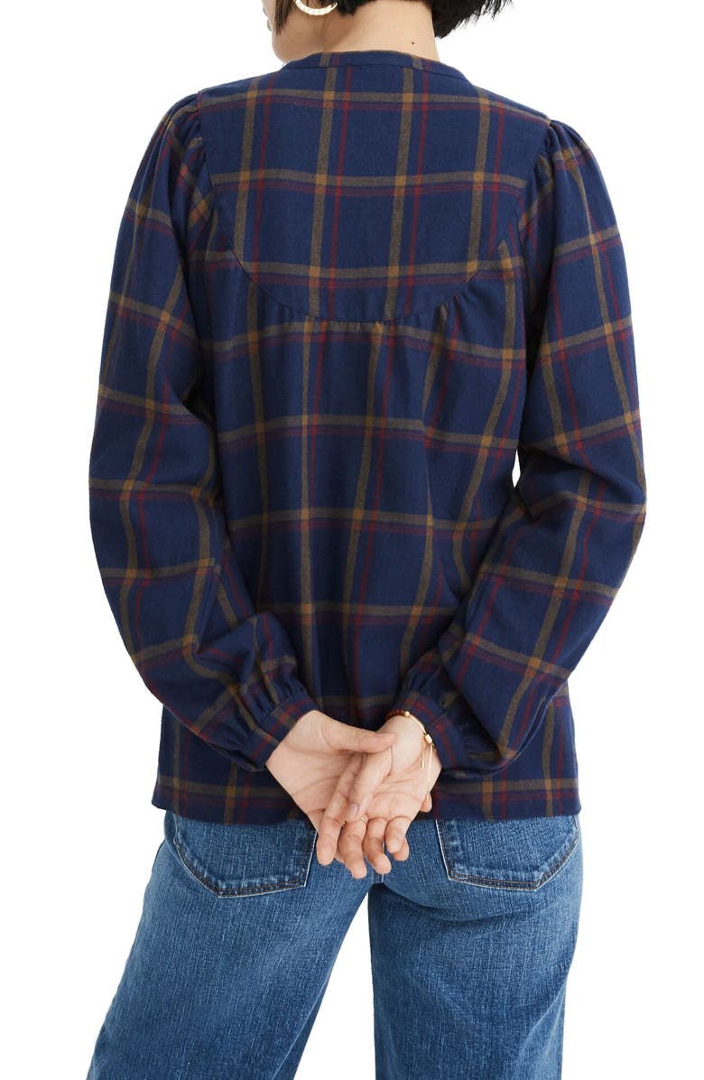 Madewell Kingham Plaid Flannel Balloon Sleeve Top, Alternate, color, 