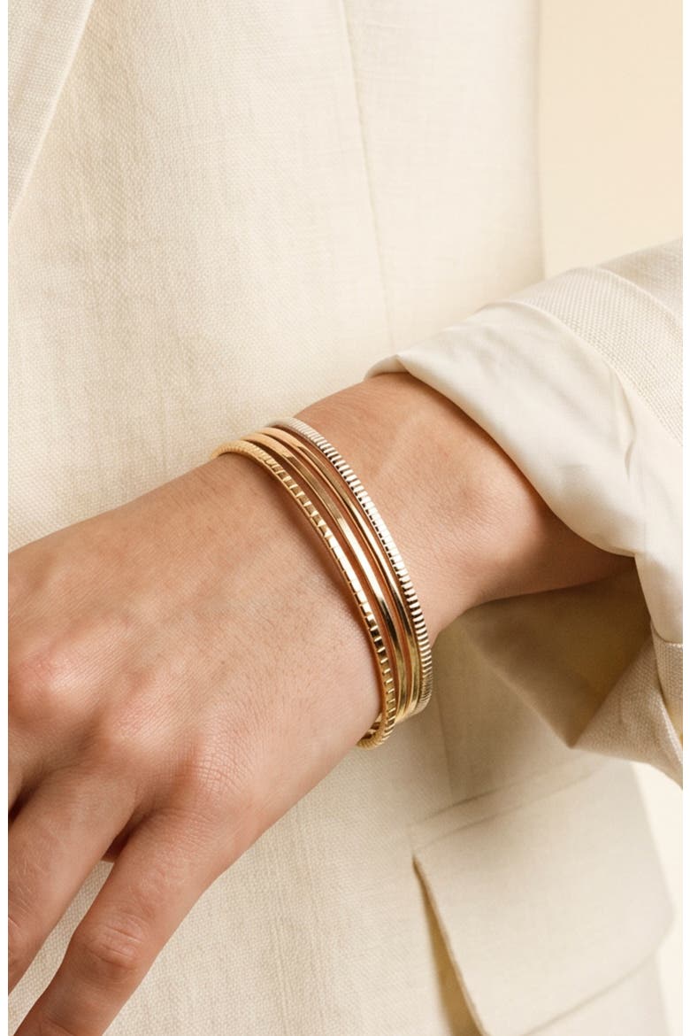 Tritone Bangle Bracelet Set, Alternate, color, GOLD/ SILVER/ ROSE